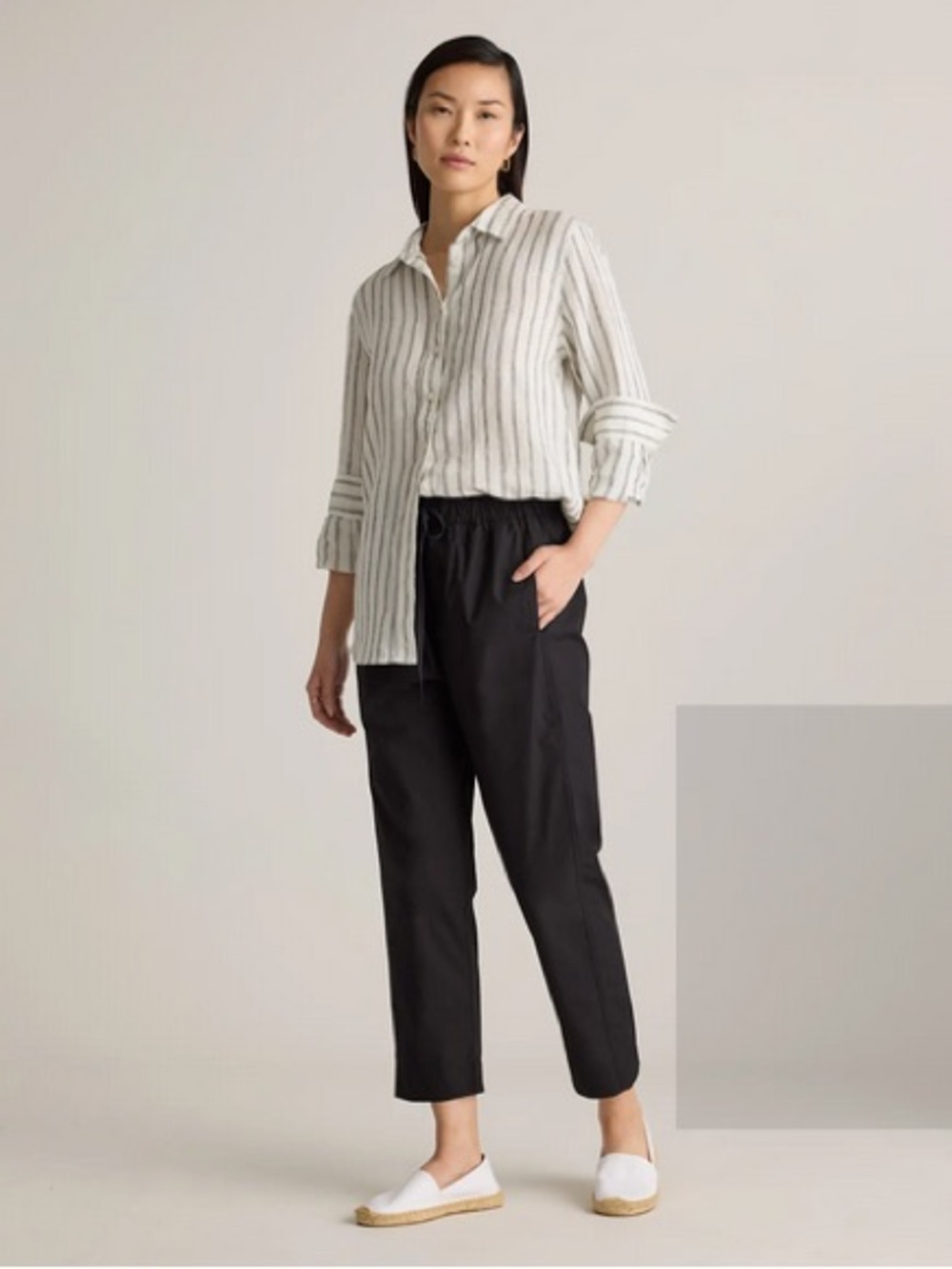 Quince 100% Cotton poplin pull on pants with elastic waistband